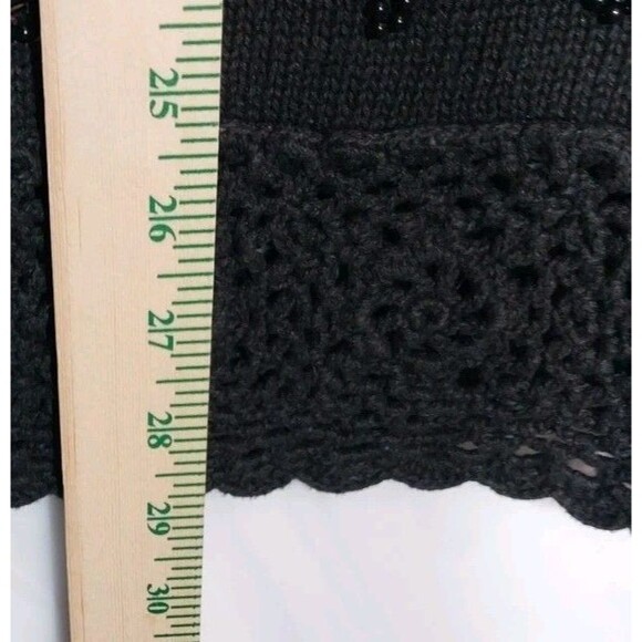 Vintage Trimmings Sweater Sz 22W/42 Black Beaded Floral Crochet Trim Grandmacore - Picture 5 of 8